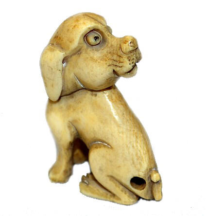 японская нецка из слоновой кости Сидящая Собака
