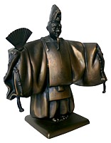бронзовая статуэтка Актер театра Но с веером в руке, Япония, 1930-е гг.