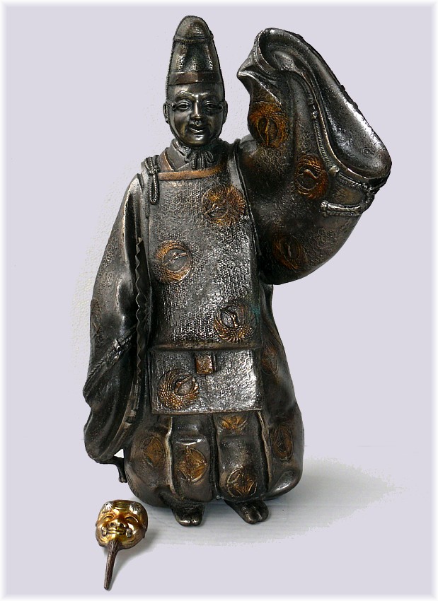 японский антиквариат: бронзовая статуэтка Актер театра Но, 1900-е гг.