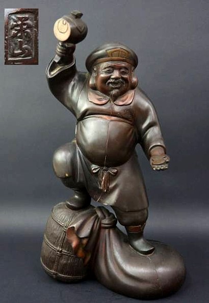 японский антикварит - бронзовая фигура ДАЙКОКУ, японского Бога Счастья и Богатства, 1900-е гг.