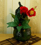 бронзовая японская ваза в виде тыквы-горлянки