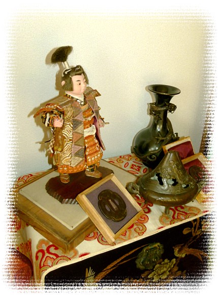 самурай, интерьерная японская антикварная кукла