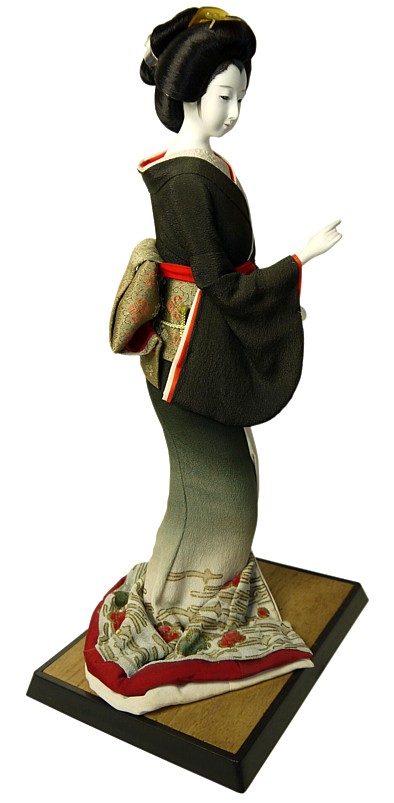 японская кукла Дама в черном шелковом кимоно, 1920-е гг.