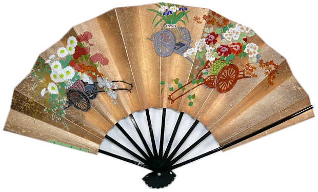 японский веер с аворским рисунком, 1950-е гг.