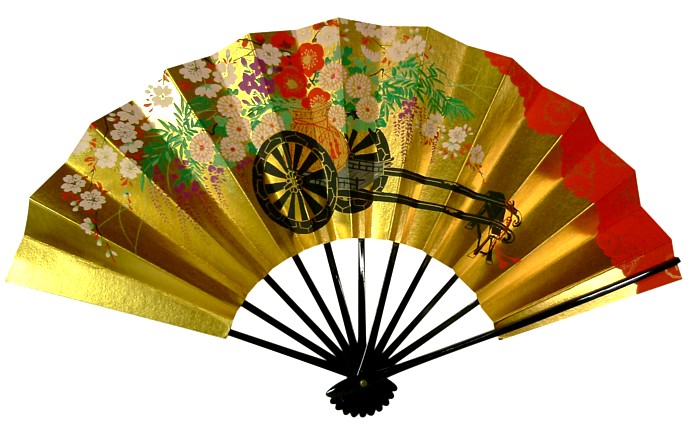 японский традиционный веер с цветочным рисунком, 1960-е гг.