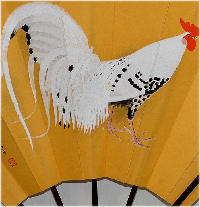 Японский традиционный интерьерный веер с авторским рисунком