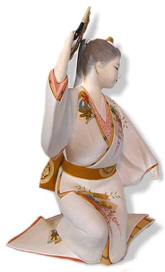 Девушка танцующая с веером,  статуэтка из керамики, Япония, 1950-е гг.