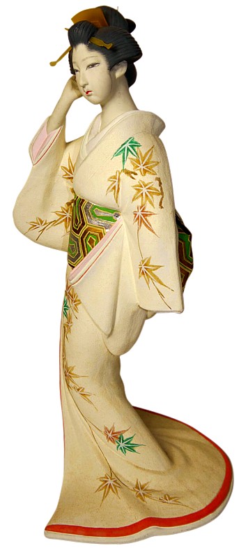 японская статуэтка из керамики Девушка, поправляющая прическу, 1950-е гг.