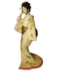 Девушка, поправляющая прическу,  статуэтка из керамики, Япония, 1950-е гг.