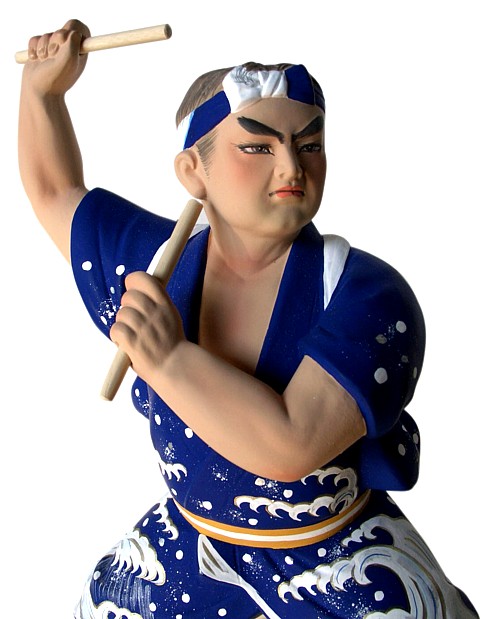 японский барабанщик в традиционном костюме, статуэтка, Япония