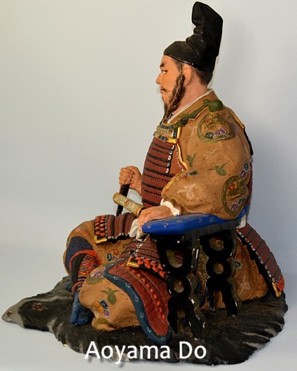 японское искусство: фигура воина самурая эпохи Сэнгоку, керамика, роспись, 1950-е гг.