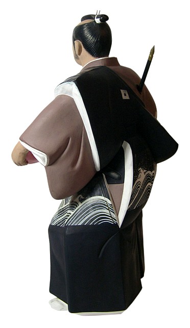 самурай с копьем, статуэтка из керамики, Япония, Хаката