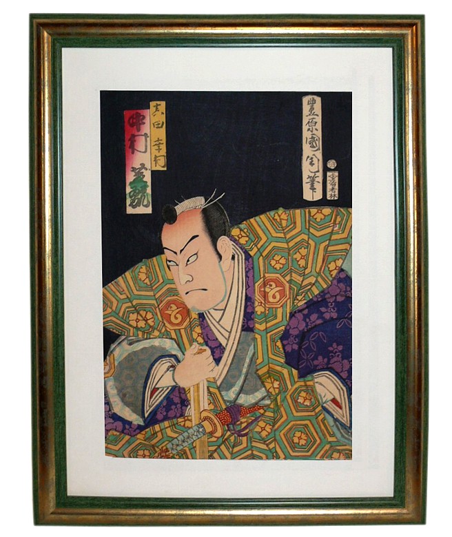 японская старинная гравюра укиё-э, 1872 г.