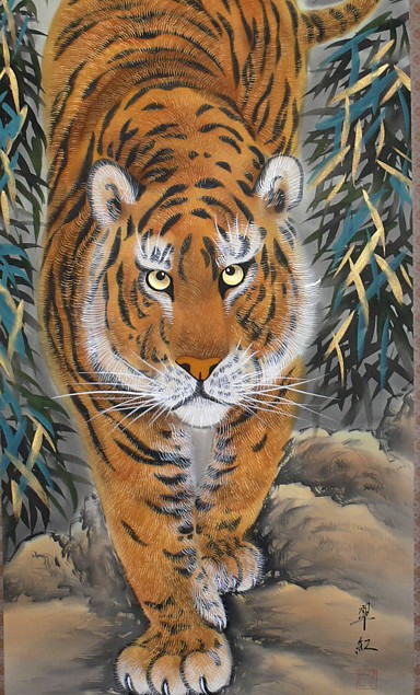 Тигр, японский рисунок на свитке, 1950-е гг.