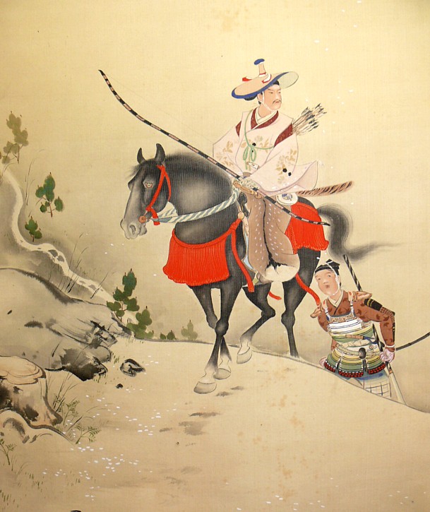 японский рисунок Самурай на охоте, деталь