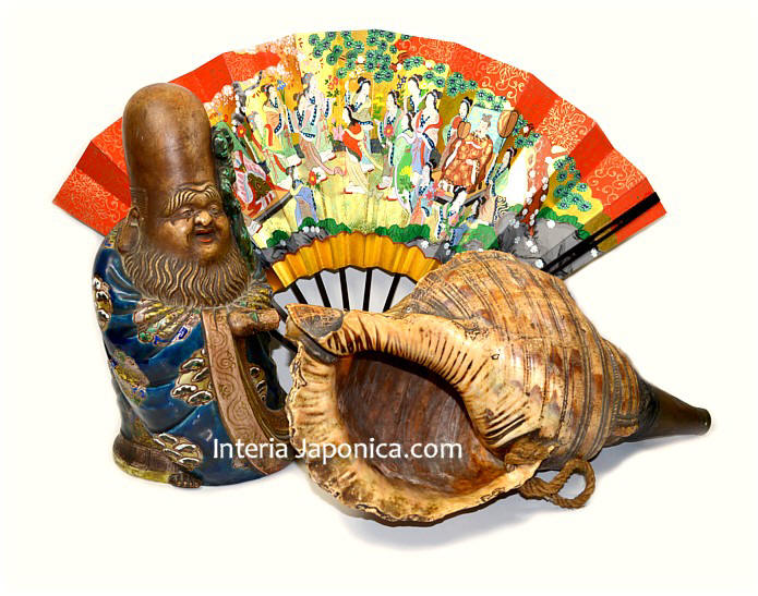 Японский антикварный фарфор. Большая фарфоровая фигура одного из Семи Богов Счастья.