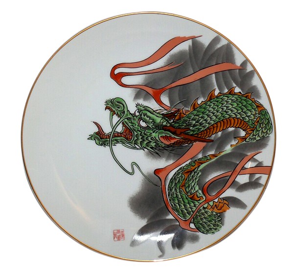японская интерьерная тарелка с авторским рисунком