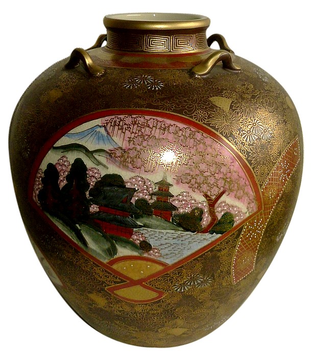 японская антикварная ваза с круговой росписью, 1830-е гг.