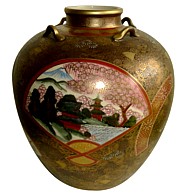 японский антикварный  фарфор: ваза  с круговой росписью, 1830-е гг.
