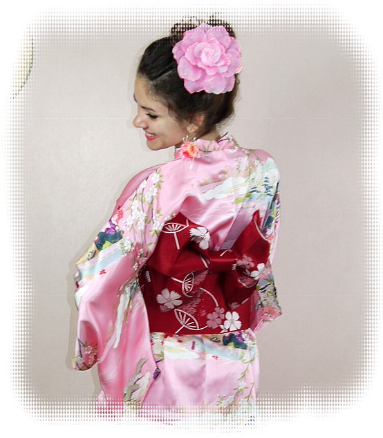 шелковое кимоно Эдогава и пояс оби 