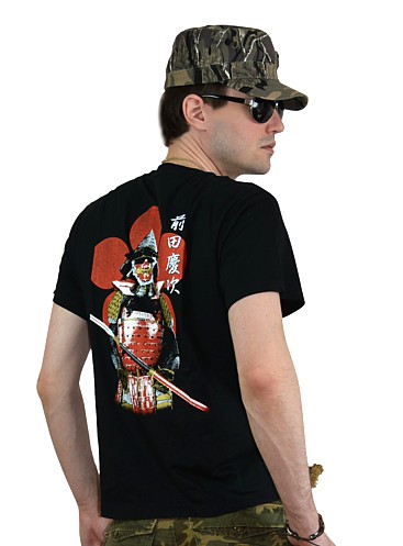 японская мужская футболка с изображением самурайского доспеха