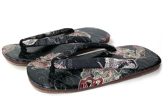 стильная японская  обувь сэтта Дракон, черно-синие