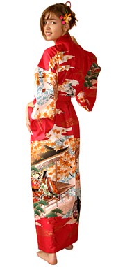 японское женское кимоно юката из хлопка