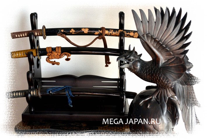 японская подставка для пяти самурайских мечей