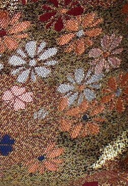 деталь рисунка ткани японской сумочки для кимоно