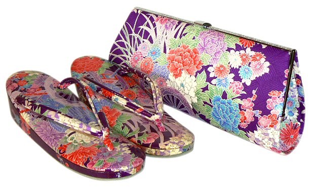 японская шелковая вечерняя сумочка и обувь для кимоно