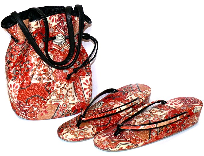 японская сумочка и обувь для женского кимоно, винтаж