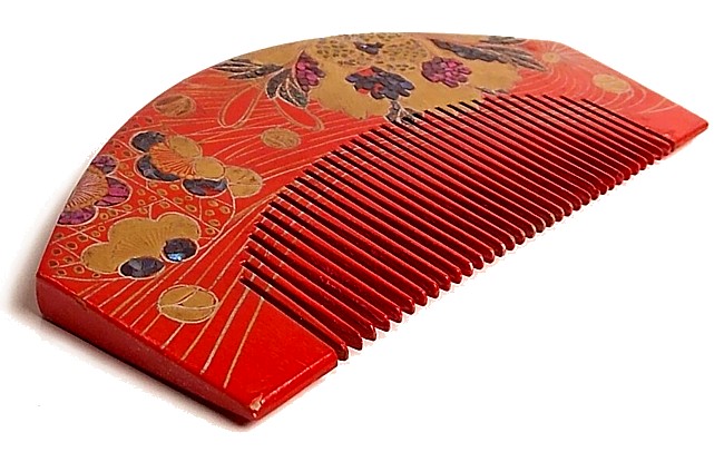 Японский старинный резной инкрустированный  гребень для традиционной японской прически, 1930-50-е гг..