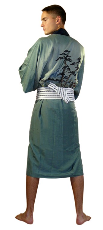 мужское японское шелковое кимоно с росписью, 1930-40-е гг.