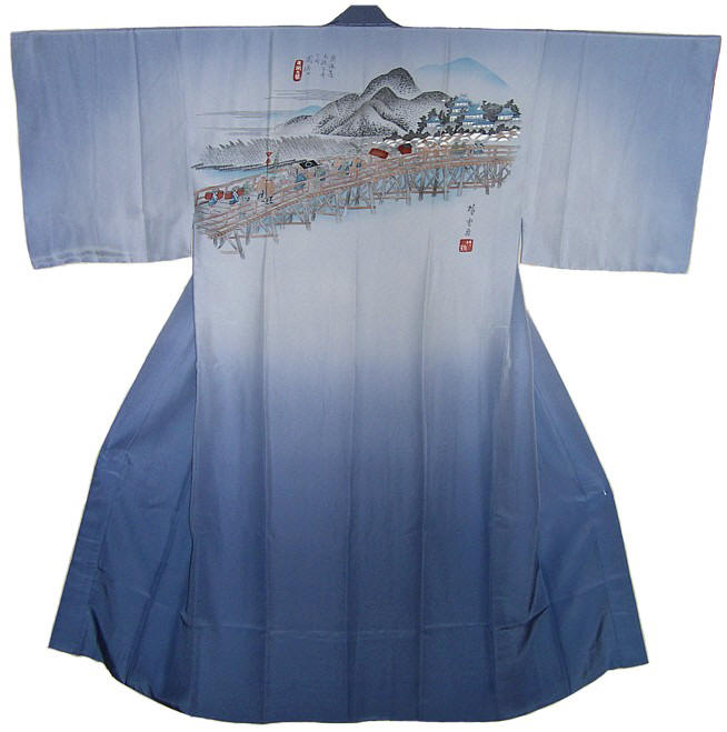 японское шелковое мужское кимоно, винтаж