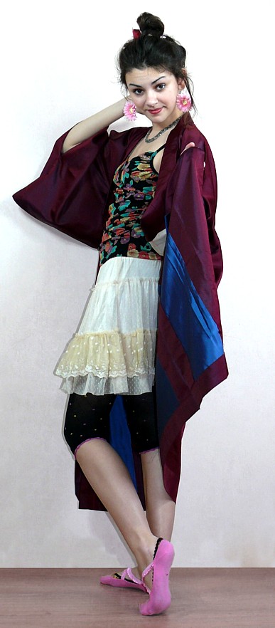 японская одежда: амакото ( длинный жакет кардиган) из шелка