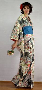 японское традиционное кимоно, шелк, 1950-е гг.