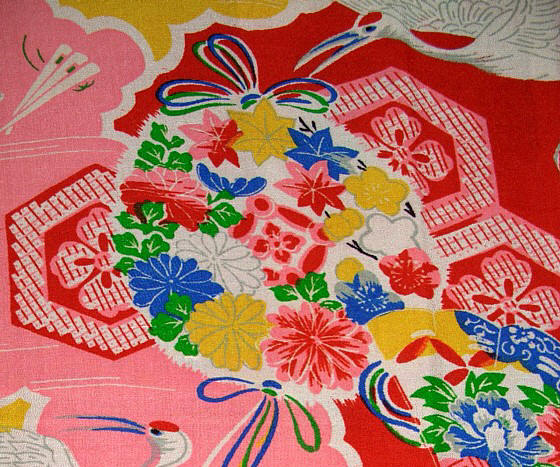 рисунок ткани японского винтажного кимоно