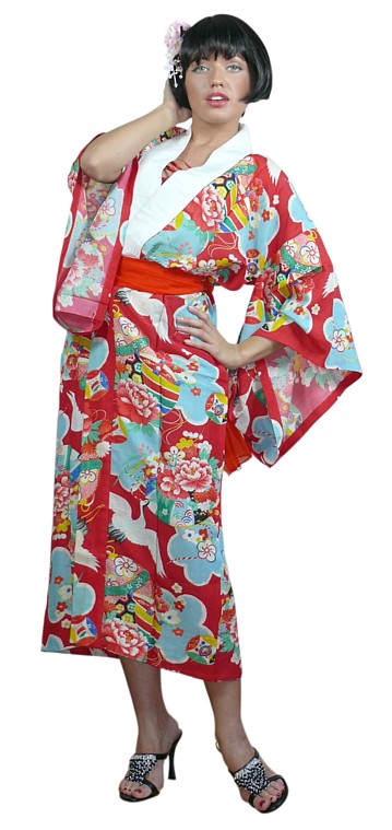 японское винтажное шелковое кимоно, 1930-е гг.