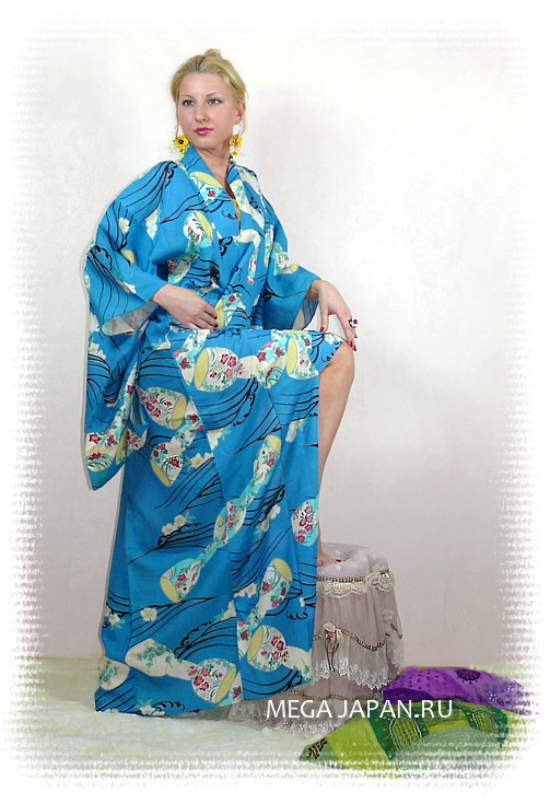 японское традиционное шелковое летнее кимоно, 1950-е гг.