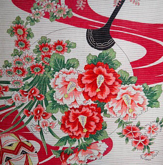 японский рисунок на шелке кимоно
