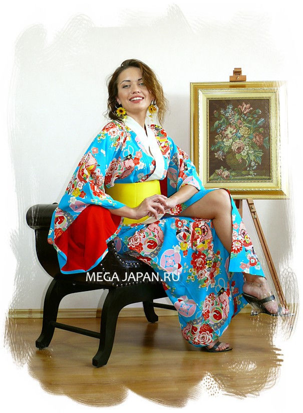 японское антикварное шелковое  кимоно