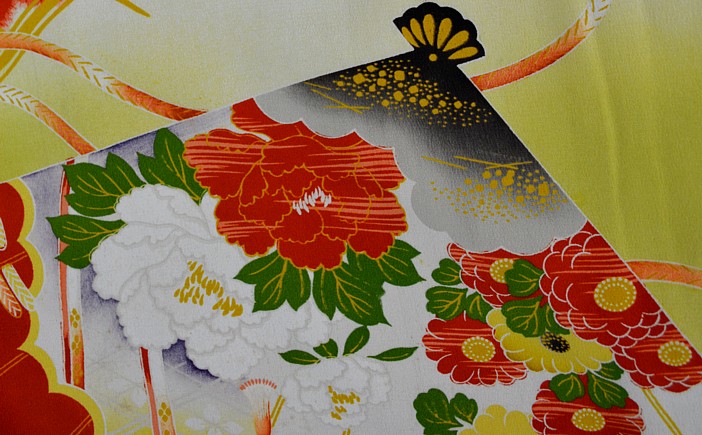 рисунок на ткани шелкового кимоно, 1920-е гг.