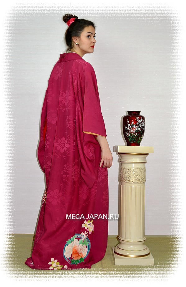 винтажное японское шелковое кимоно