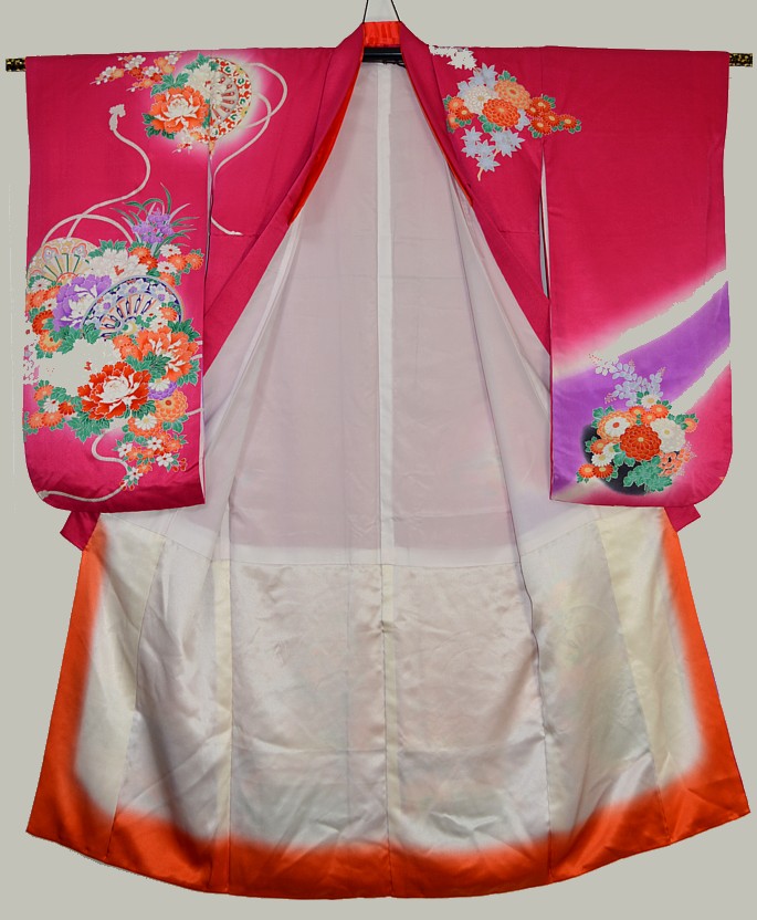 японское традиционное шелковое кимоно, подкладка, 1950-е гг.